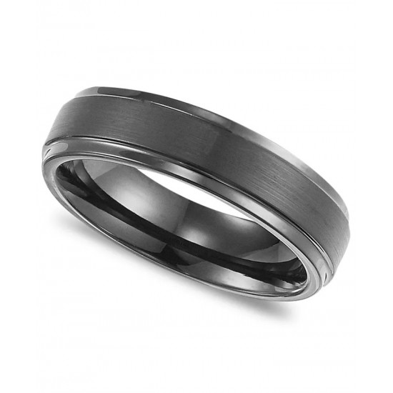 Men's Black Tungsten Carbide wedding band 6mm