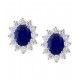 Sapphire& Lab Grown Diamond (1-5/8 ct. t.w.) Halo Stud Earrings in 14k White Gold