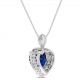 Lab-Created Sapphire Heart Pendant Necklace Sterling Silver