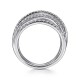 14k White Gold Layered Criss Crossing Wide Band 