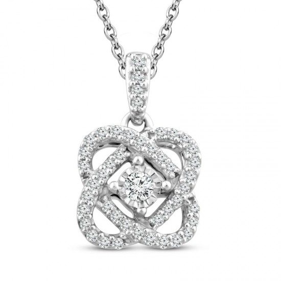 Center of Me Diamond Necklace 1/10 ct tw Sterling Silver 18