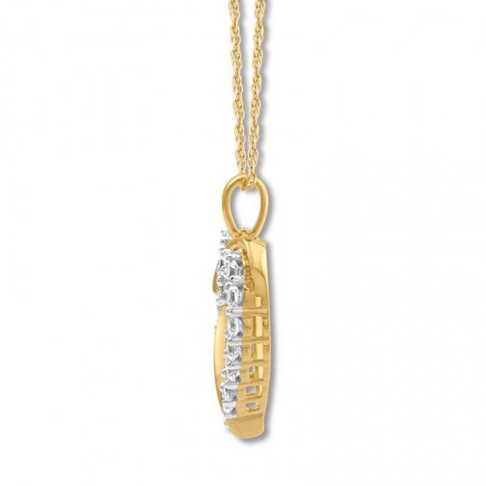 Diamond Heart Necklace 1 ct tw Round-cut 14K Yellow Gold