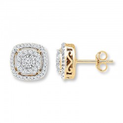 Diamond Earrings 1/4 ct tw Round-cut 10K Yellow Gold