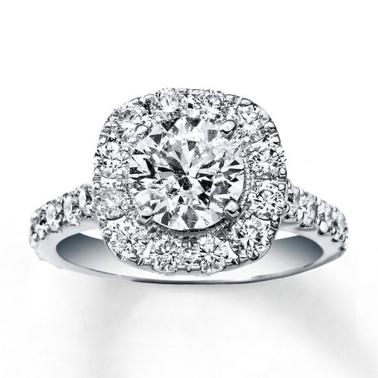 Engagement Ring 2-3/4 ct tw Diamonds 14K White Gold